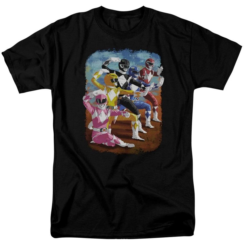 Power Rangers - Impressionist Rangers - Adult Unisex T-Shirt - Black XXXL