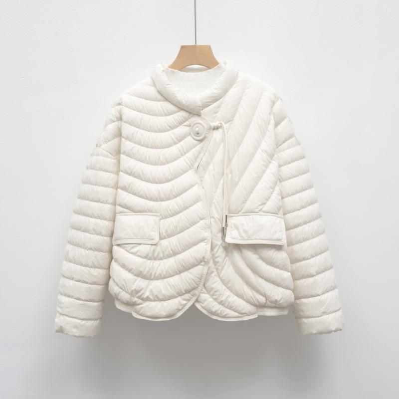 Down jacket new national standard 90 down casual autumn and winter light and simple solid color round neck loose coat