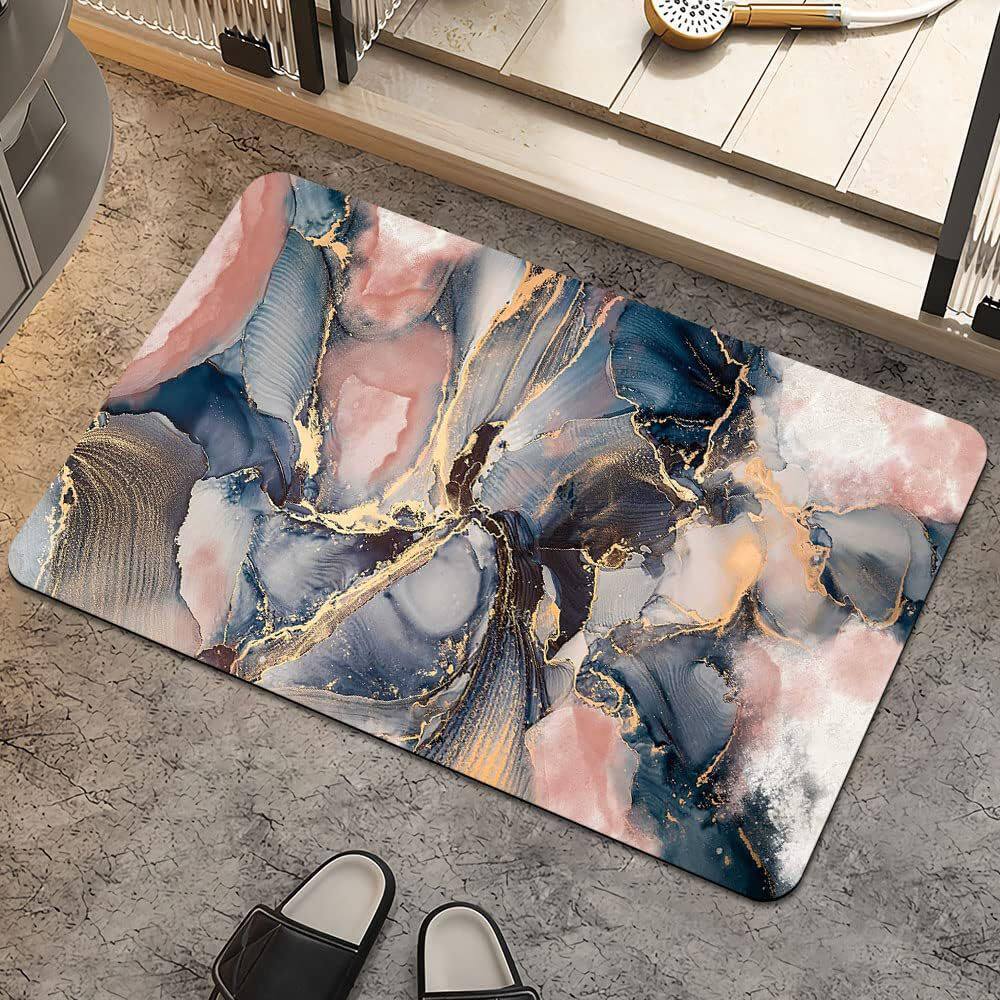 Rendering Flower Toilet Decorative Floor Mat Absorbent Bathroom Floor Mat Diatom Mud Floor Mat Absorbent Floor Mat Toilet