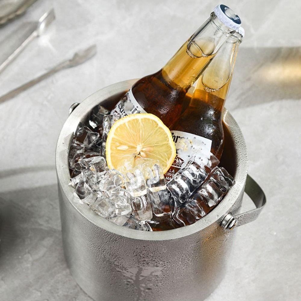 Double Wall Beer Cooler Bucket Stainless Steel Chilling Beer Container Insulated Ice Bucket  Party