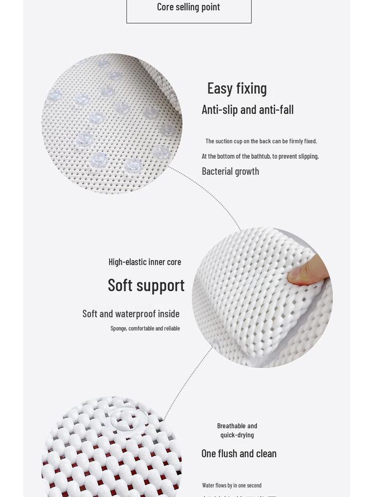 Anti-Slip PVC Bathtub Mat with Suction Cups, Pillow, and Backrest for a Relaxing Bubble Bath