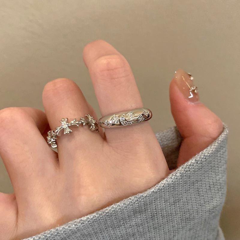 Light luxury high-end cross ring, personality trendy fashion versatile ring, niche retro live ring