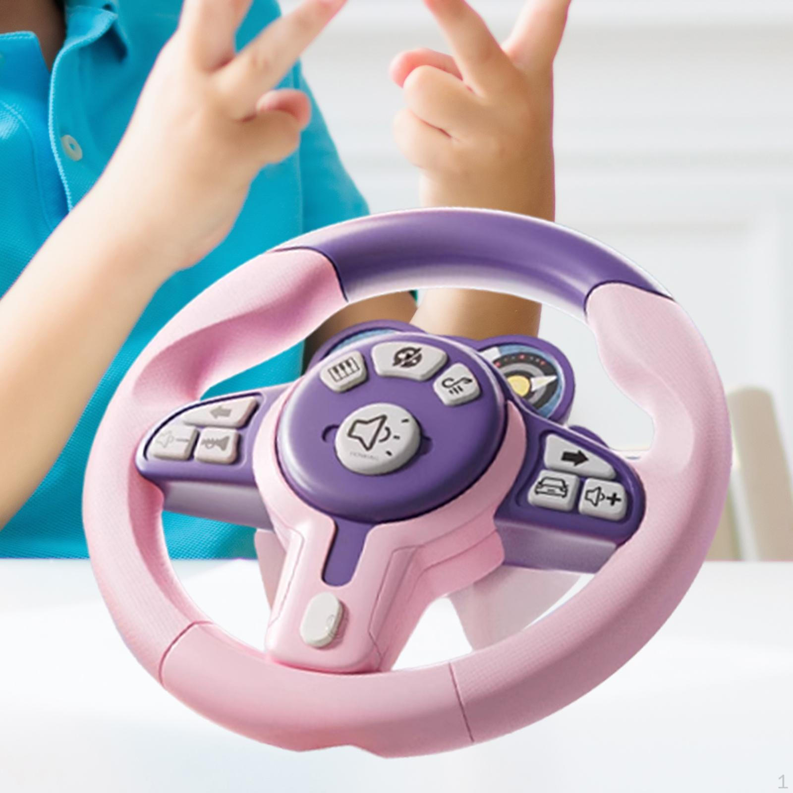 

Interactive Kids Pretend Play Steering Wheel Toy Children Driving Adjustable Mounting for розовый