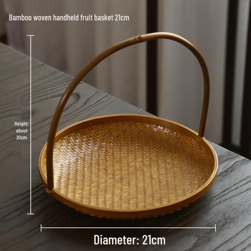 Multi-Layer Bamboo Hand-Woven Basket Display Stand for Fruits, Tea, and Pastries