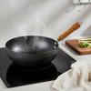 Uncoated Iron Wok Induction and Gas Compatible Flat Bottom Hammered StirFry Pan for Small