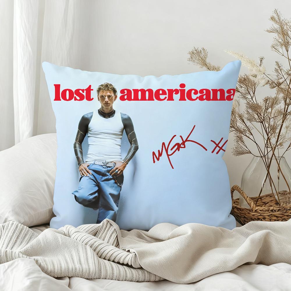 Singer MMachineGun KKelly MGK Lost Americana Pillow Case Bedroom Sofa Living Room Backrest Decoration Square Cushion Nap Time