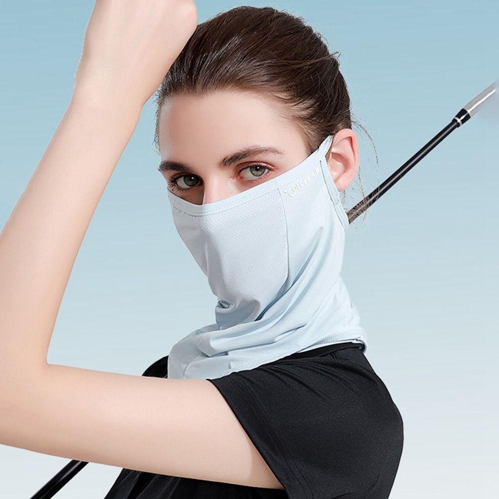 Golf Solid Color Fishing Outdoor Sunscreen Face Scarf Ice Silk Mask Neck Wrap Cover Face Cover