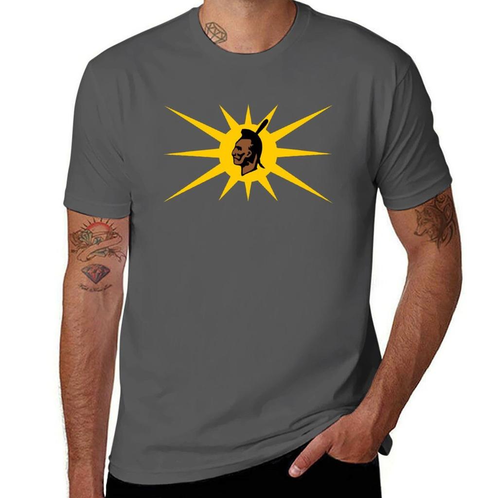 Mohawk Warrior Flag Iroquois Canada and USA yellow and black background HD High Quality TShirt All Match Print Short Sleeve Top