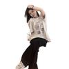 Pure cotton European goods American front shoulder short-sleeved t-shirt women's new loose and lazy design niche large size top