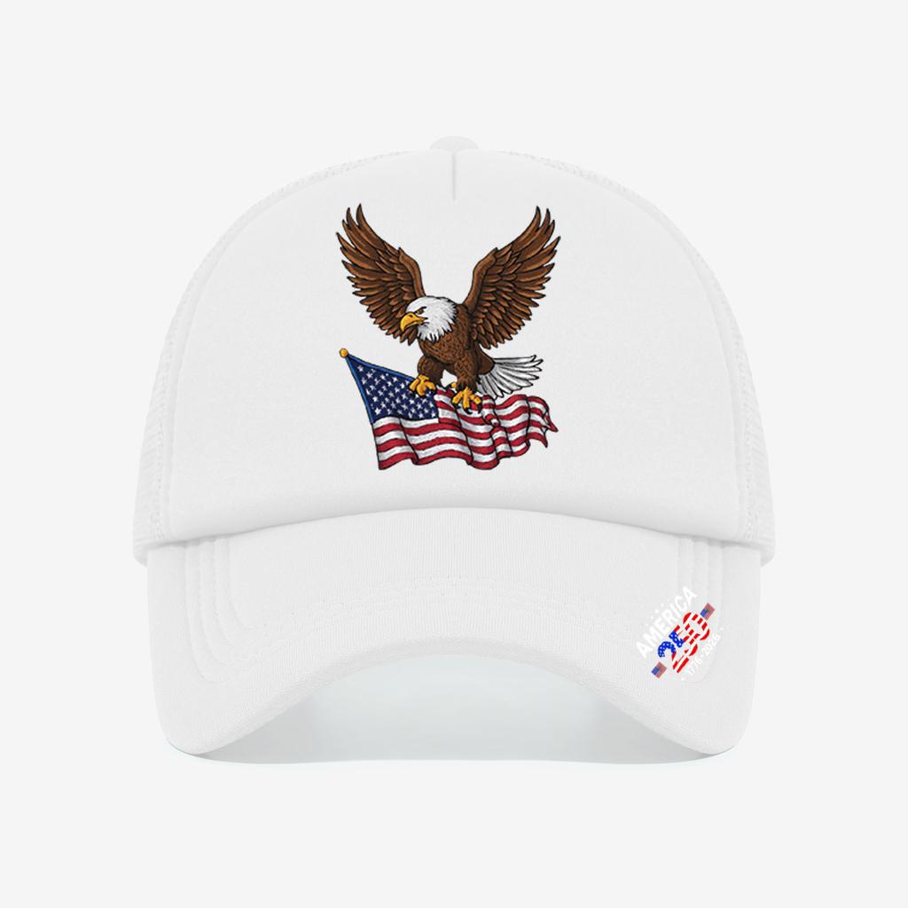 1 Stück Vintage 250. Amerika Trucker-Hut, Realistischer Adler-Flaggen-Druck, Streetwear-Kappe für patriotische Fans