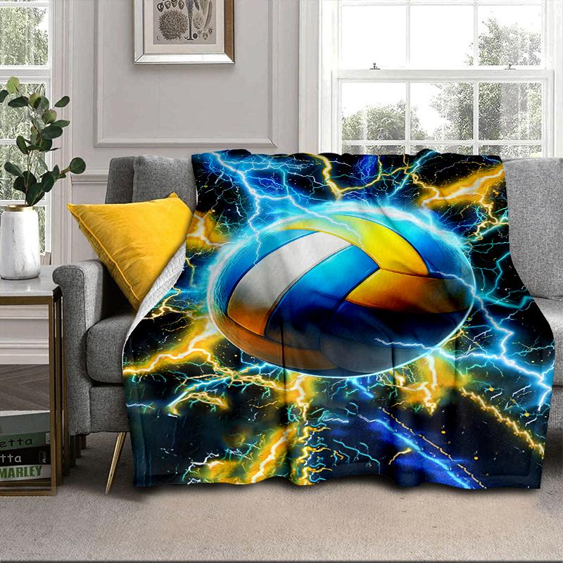 Flaming Football In Action Blanket Flannel Blanket for Bed, Sofa, Camping, Hiking, Picnic Essentials, Gift for Family Fan Gifts