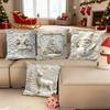 4Pcs Christmas Pillow Cover Santa Reindeer Snowman Tree Cushion Cover Decorative Square Throw Pillow Case for Home Living Room Bedroom Decor