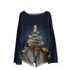 Ladies' Fashionable Casual Long Sleeved Christmas Printed Round Neck Knitted Yarn