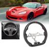 Hydro Dip Carbon Fiber Look Steering Wheel Perforated Leather Flat Steering Wheel For C6 2006‑2013 Red Stitching