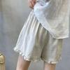 Rüschenshorts Damen Süß Locker Vintage Sommer Lässig Temperament College Schlicht Alleskönner Mode Klassisch