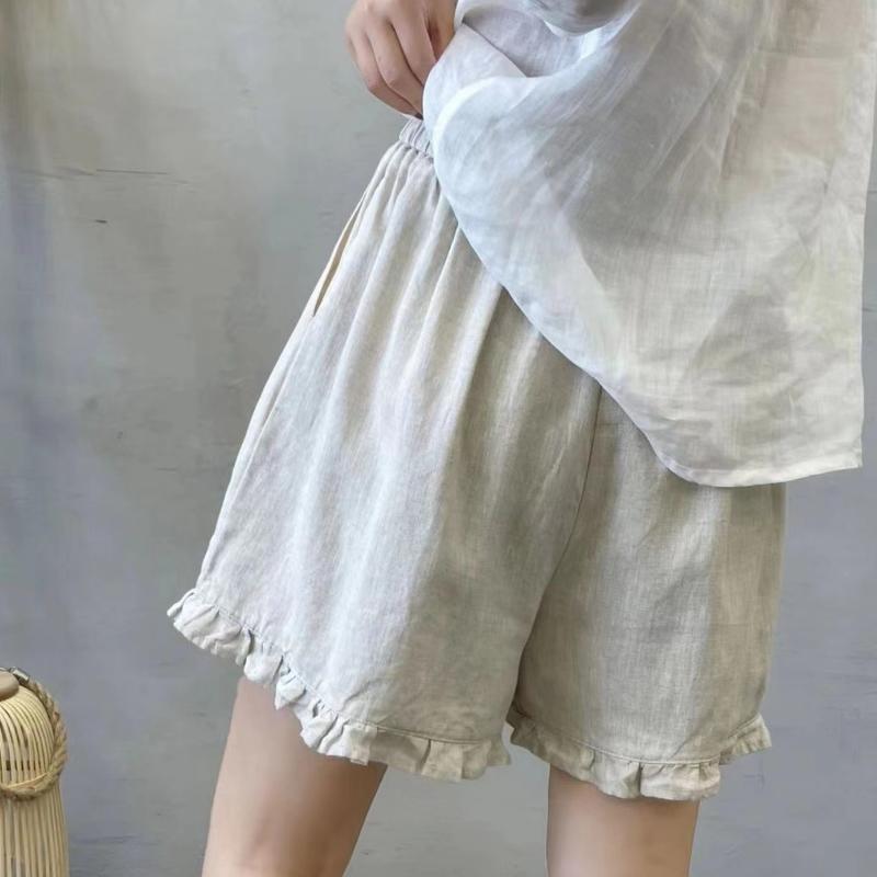 Ruffles Shorts Women Sweet Loose Vintage Summer Casual Temperament College Simple All-match Fashion Classic