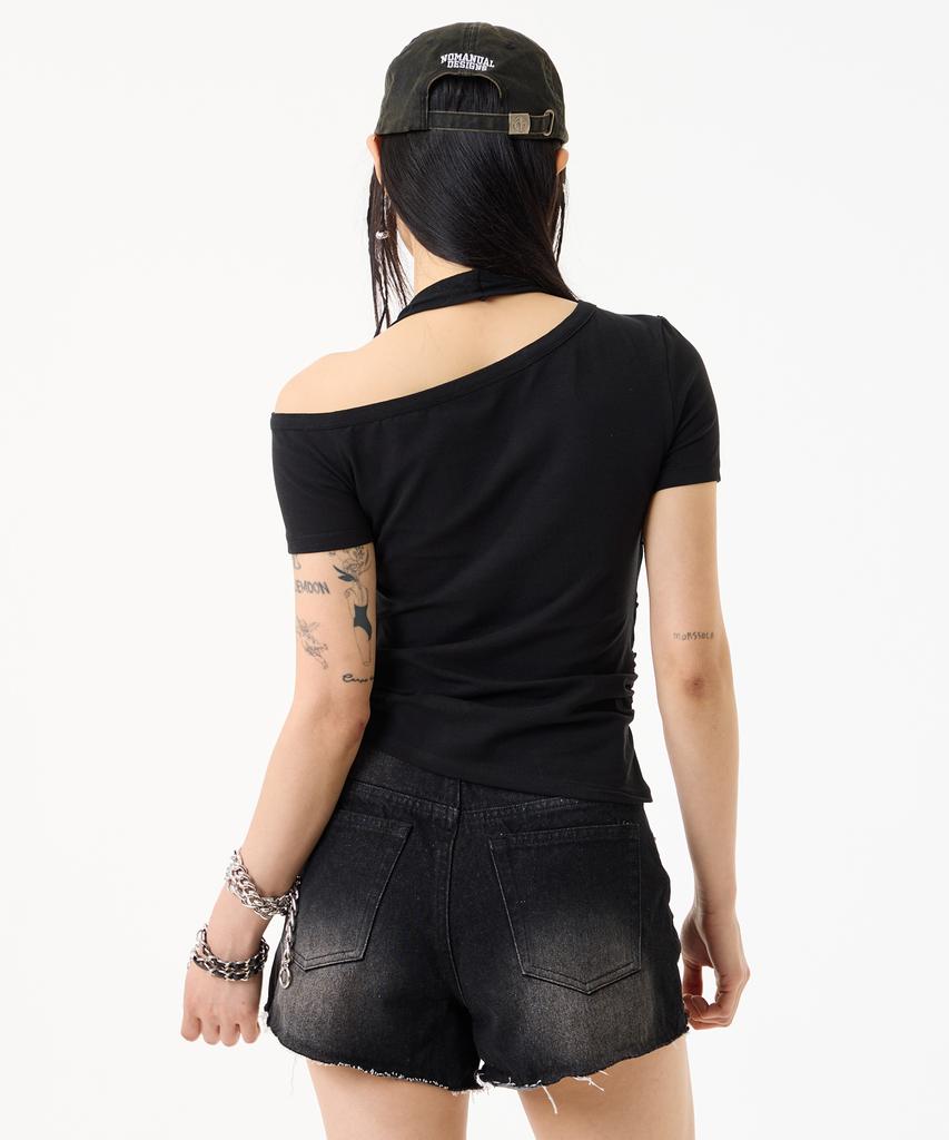 UNKNOWN PLANET Vintage Damaged Cutoff Shorts Black