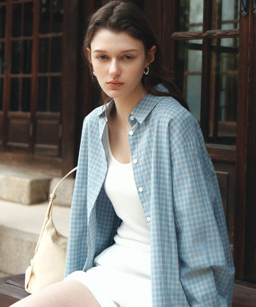 Siyajyu Sitp5299 Summer Check Shirt_Pale Blue