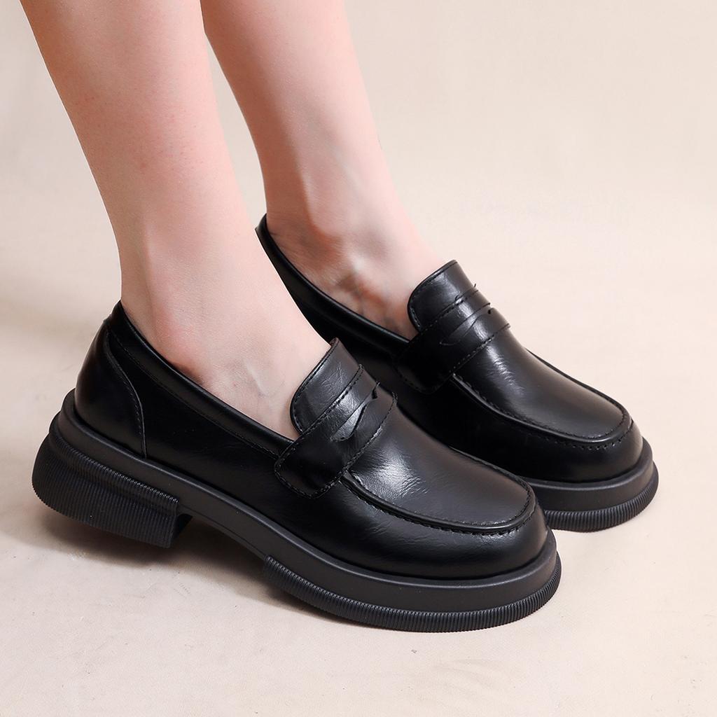 Shoes for Women Slip On Ladies Pumps Spring Autumn Round Toe Solid Profession Casual Chunky Heels Comfortable Loafers