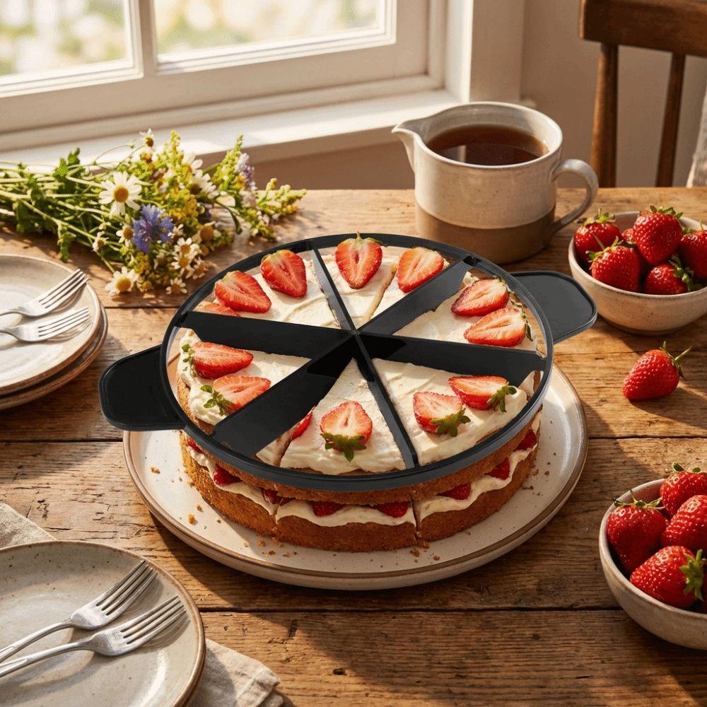 Taglia torta a 6/8 fette con manico, affettatore, anti-ruggine, pressa per tagliare la pizza, strumento per torte a strati in plastica, divisore per pane