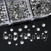 New manicure 12-grid jewelry size mixed flat-bottomed diamond round silver diamond jewelry