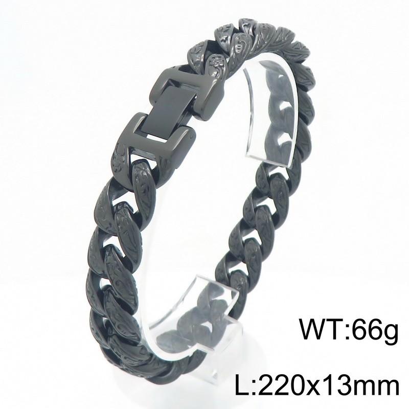 Hip Hop Stainless Steel Cuban Link Bracelet for Men Vintage Pattern Trendy Party Accessory Thick Charms Jewelry Gift for Party