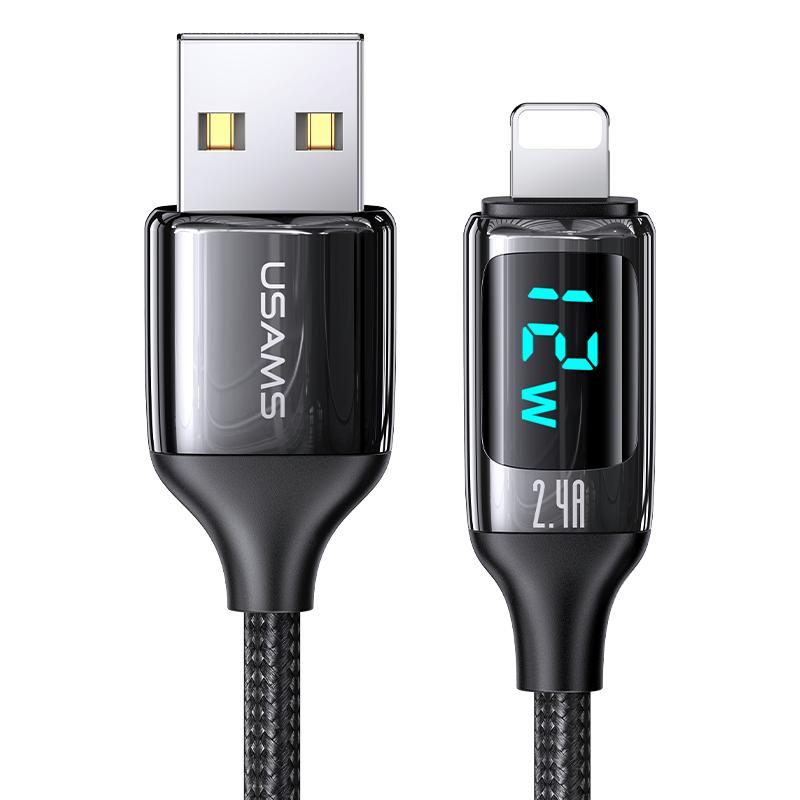 

USAMS PD 100 Вт USB C до USB Type-C Кабель для швидкого заряджання Кабель для передачі даних для Huawei P30 Аксесуари для телефону Samsung Xiaomi Лінія швидкого заряджання 2.4A A To L - 1.2M чорний