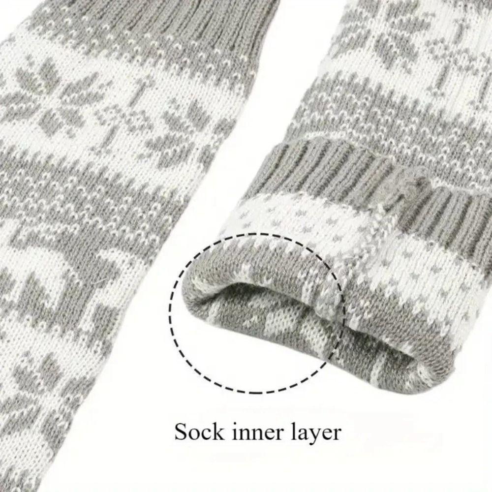Retro Women Knitted Sock Deer Calf Socks Gifts Christmas Winter Leg Warmers