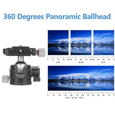 Andoer H28S Mini Testa a Sfera Panoramica a 360 Gradi a Basso Profilo da Tavolo Testa a Sfera per Monopiede Treppiede