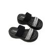 Stepping on shit feels thick-bottomed slope heel rhinestone outer slippers women's summer new versatile square head open-toed sandals