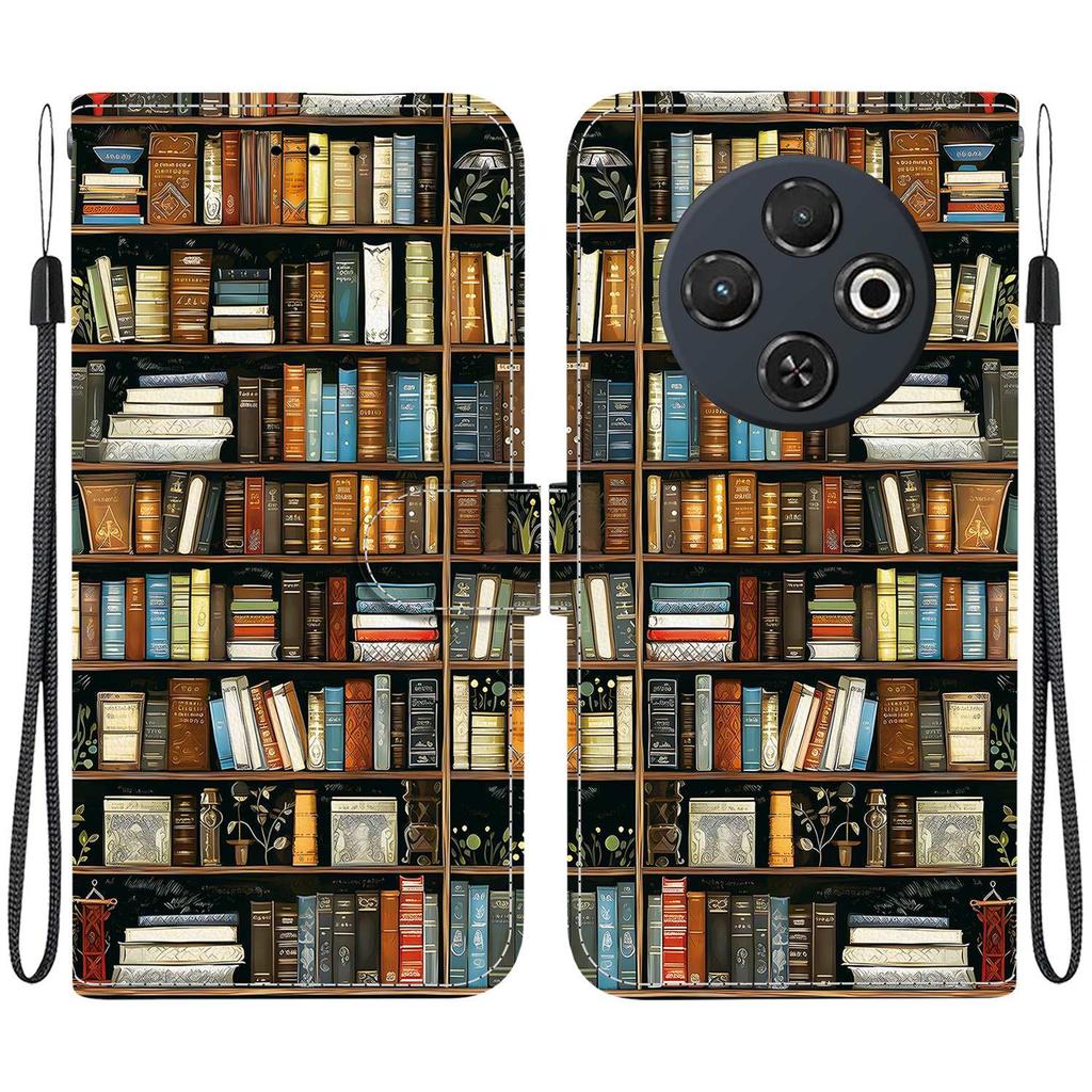 Handmade PU Leather Flip Case for Tecno Spark 30C (4G) Anti-Slip Shockproof Cover with Wrist Strap & Heart/Rose Cat Designs