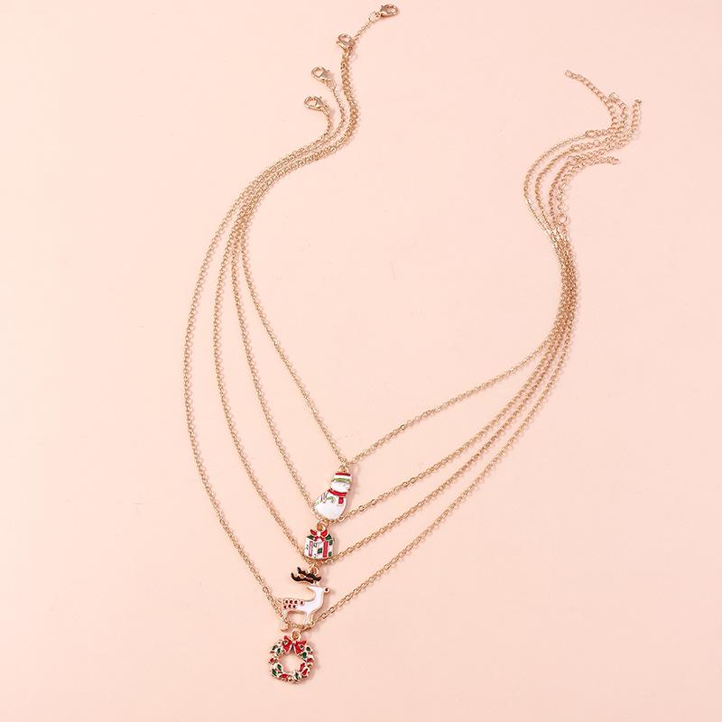 Christmas Ornaments: Reindeer Snowman Necklace & Cartoon Sweater Chain for Women