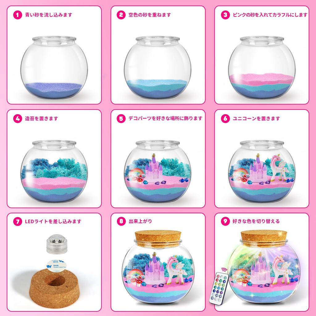 Unicorn Terrarium Miniature Craft Independent Research Handmade Making Experiment Popular Toy for Elementary School Birthday Independent Summer