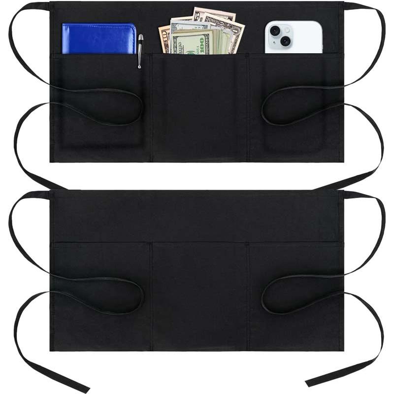 

2 шт. полуфартук, черный короткий фартук, хлопковый черный фартук, кухонный фартук с 3 большими карманами для работы в ресторане, бистро 2Pcs