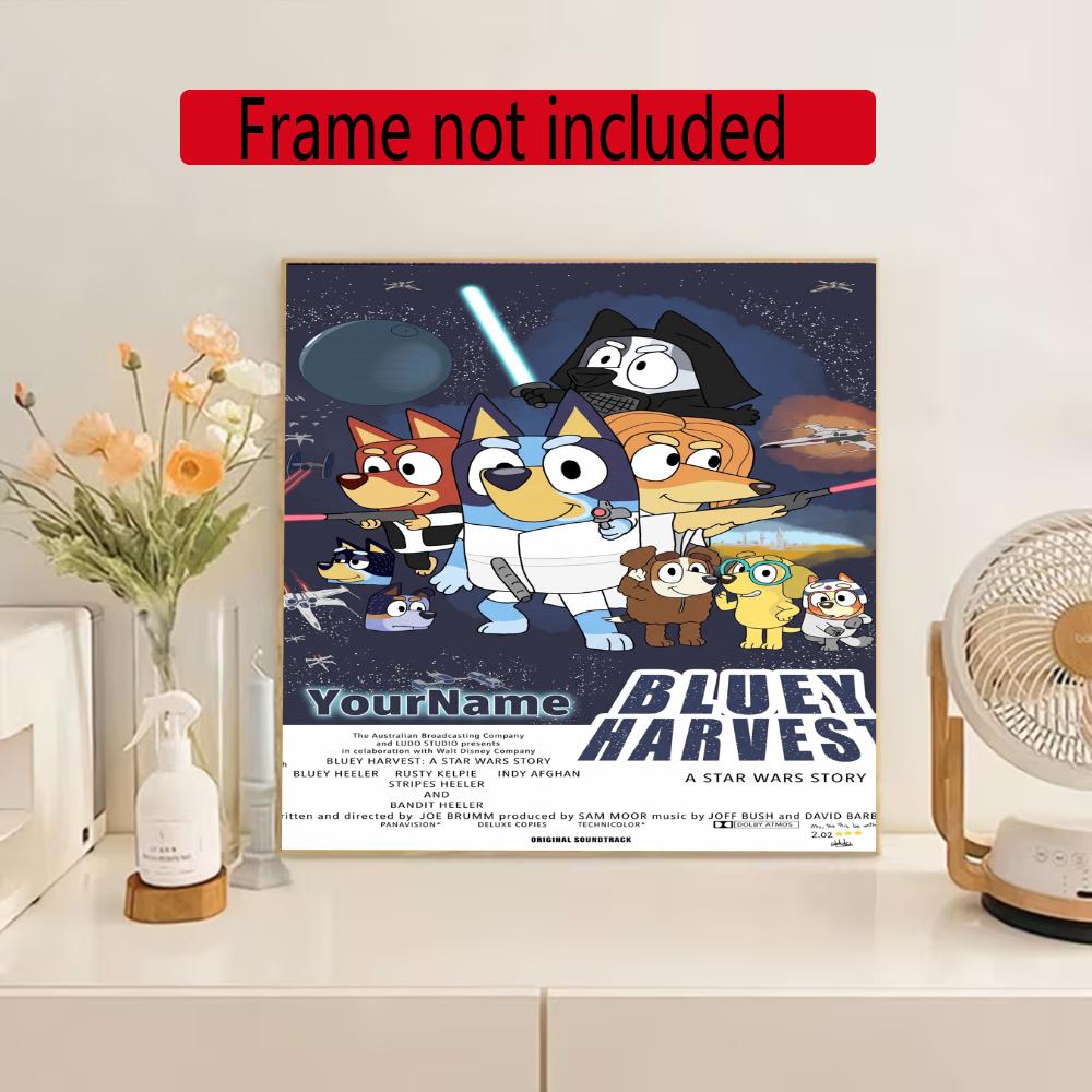 Bluey Customize Your Name Diamond Painting Round Diamond Diy Frameless Holiday Artwork Suitable For Home Office Wall Decoration