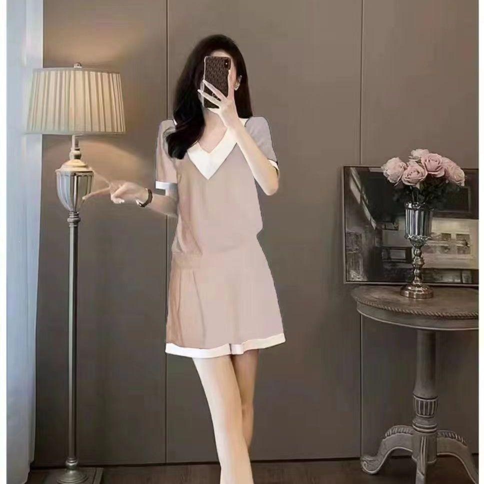 Plus Size Summer 2026 Casual Sportswear: Loose Short Sleeve Two-Piece Shorts Set