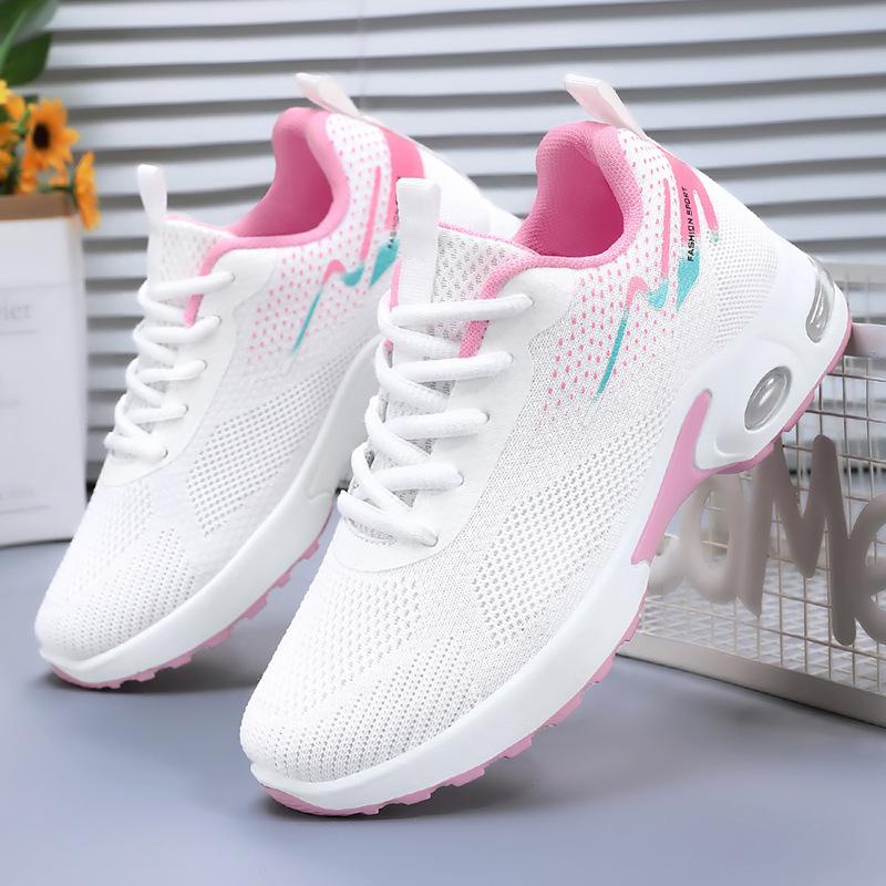 Shoes women's mesh breathable sneakers 2025 large size casual shoes lace-up air cushion not tired feet running shoes
