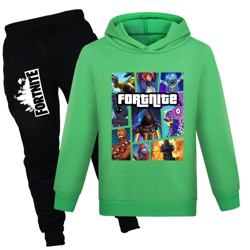 Conjunto de Suéter y Pantalones de Dibujos Animados con Estampado de Fortnite para Niños Hecho de Tejido de Algodón Suave para Niños de Secundaria