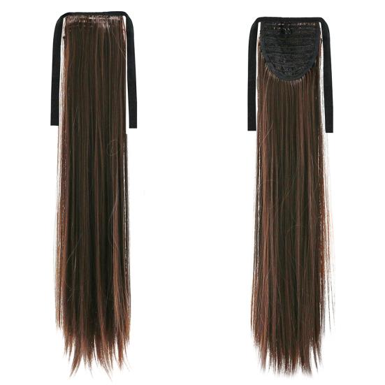 Long Straight Curly Ponytail Hair Extension Wrap Around Ribbon Clip-in Hairpiece