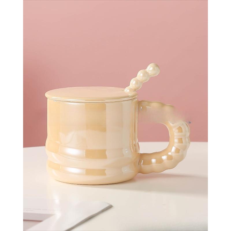 Creative Pearlescent Glaze Light Luxury Mug High Appearance Level  Large Capacity Ceramic Cup  Couple Coffee Cup  Souvenir Gift Cup