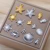 My Shape 5 Pcs Conch Starfish Coral Shell Charms Necklace Bracelet Summer Beach Stainless Steel Pendants for DIY Jewelry Making