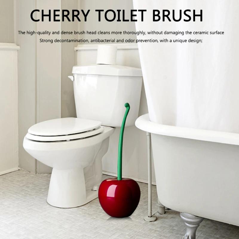 Long Handle Bathroom Cleaning Brush Creative Cherry Shaped Toilet Brush Set  for Bathroom Corner Cleaning Toilet Brush