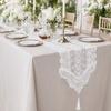 White Lace Table Runner, Vintage Floral Lace Table Runner, Rustic Boho Table Runner for Dining Table Wedding Bridal Shower Baby Shower Party