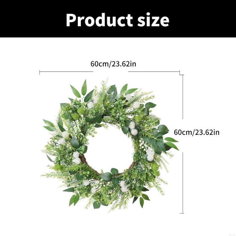 Artificial Leaf Flower Wreath Spring Festival Wreath Artificial Flower Wreath for Front Door Hallway Garden Farmhouses M68E
