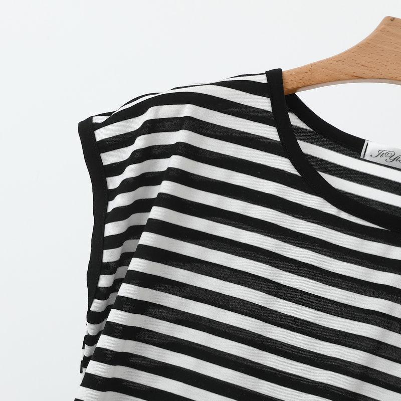 2026 Zomer Plus Size Vleermuis Mouw Gestreept Pullover T-shirt - Slankmakend Rond Hals Top