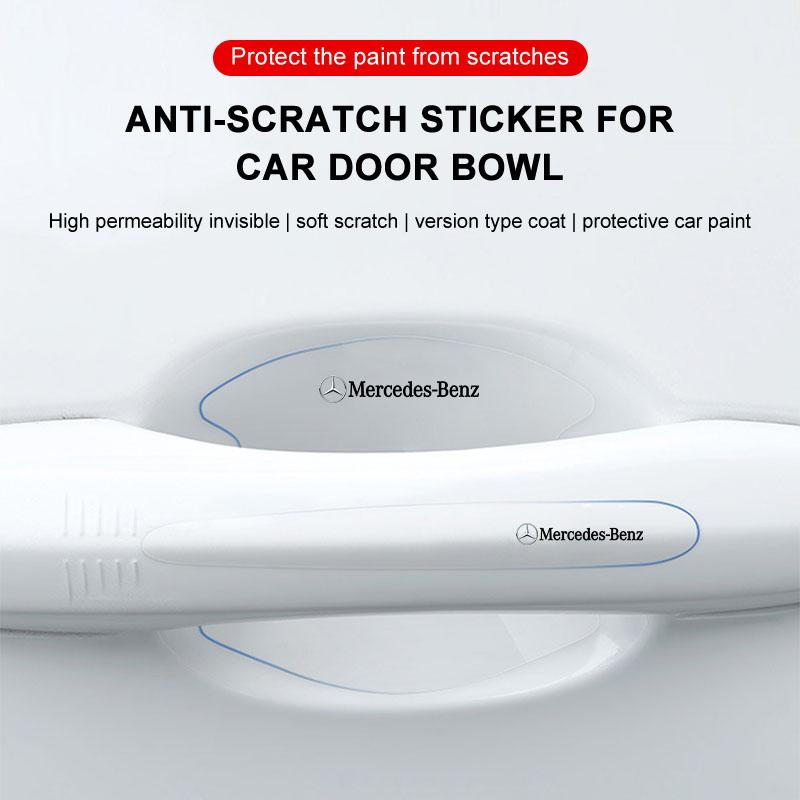 8Pcs Transparent Car Door Handle Bowl Anti Scratch Protective 3D Sticker For Mercedes Benz GLE GLC A B C E Class W176 W246 W205 W213 AMG