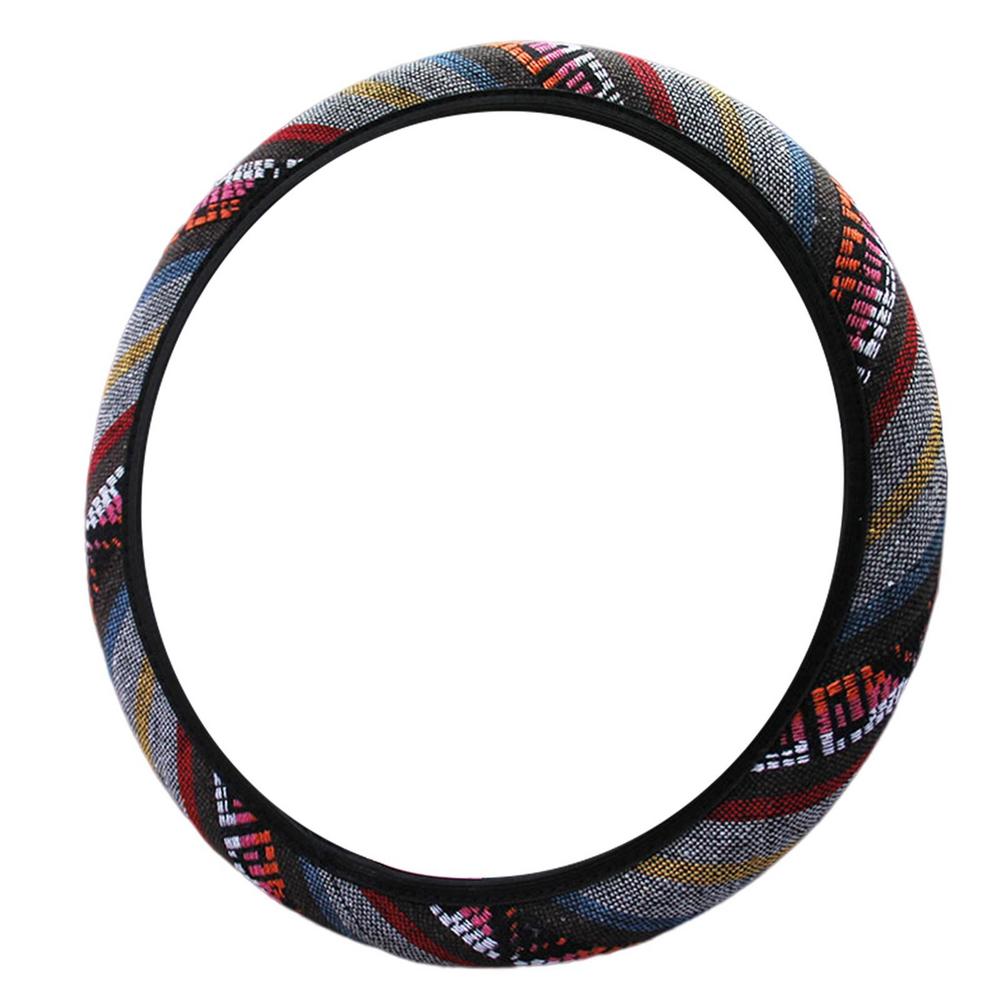 

Чехол на руль из льна, эластичный, дышащий, льняной ткани, без внутреннего кольца, декоративный чехол на руль в этническом стиле на все сезоны