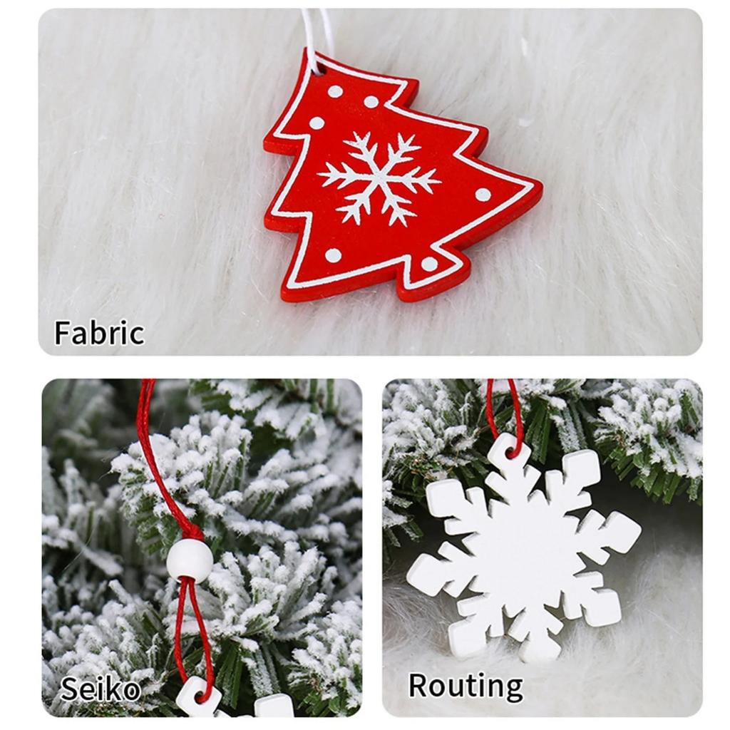12 Pcs Christmas Wooden Pendant Decoration Holiday Elk Snowflake Star Chrimbo Tree Hanging Ornaments Home DIY Decors