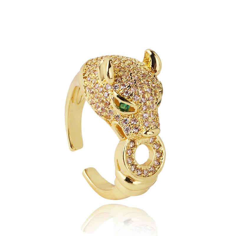 New Women's Jewelry Hip-hop Personality Leopard Print Ring Open Ring Popular Net Red Retro Tail Ring Party Holiday Gift