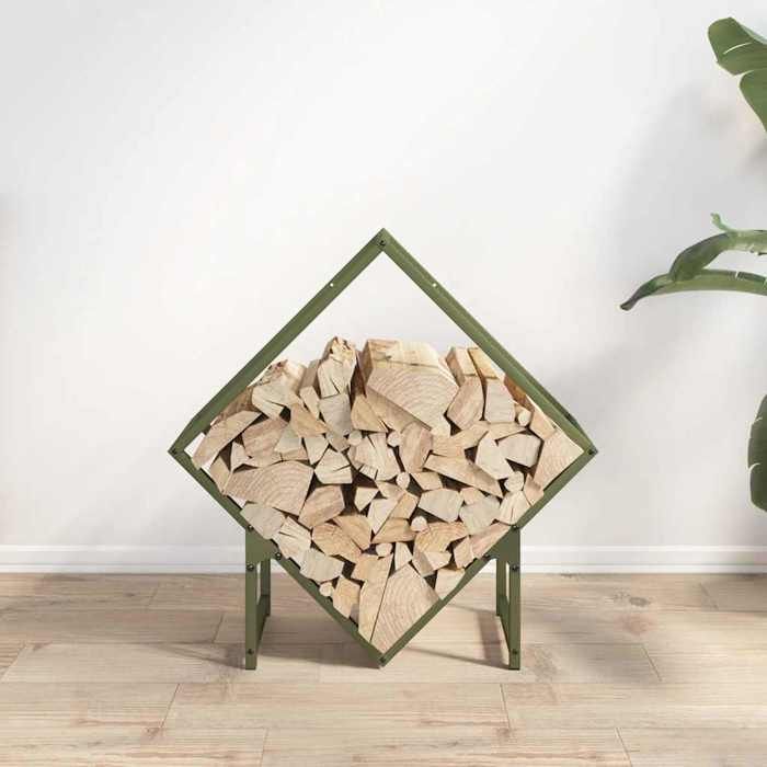 VidaXL Portant de bois chauffage vert olive 60x25x60 cm 864282